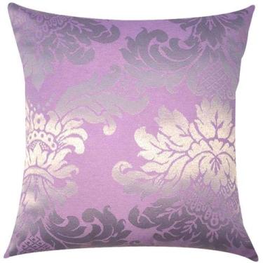Imagem de CAPA DE ALMOFADA EM JACQUARD LILÁS COM PRATA 43x43cm - Sua Casa Decor