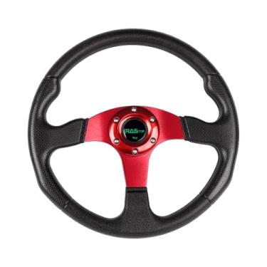 Imagem de RASTP Universal Racing Steering Wheel 13,8"/350 mm 6 parafusos Grip PU material de espuma e alumínio com botão de buzina para carro barco caminhão iateRASTP vermelho RS-STW017-TP-Red