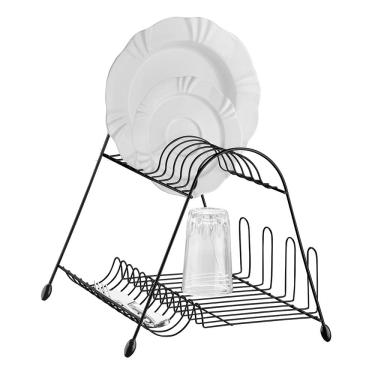 Imagem de Escorredor de Louças 2 Andares Utimil em Aço Cromado - Preto