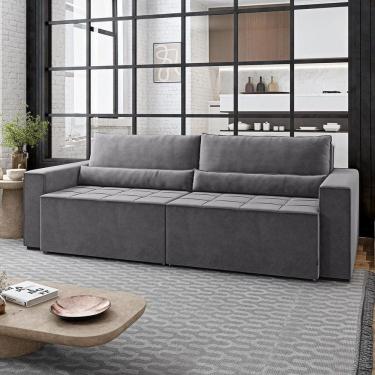 Imagem de Sofá Cama 4 Lugares Retrátil e Reclinável Master Cinza