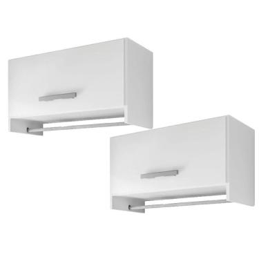 Imagem de Kit 02 Armários Multiuso Aéreo Cabideiro Grécia L03 Branco