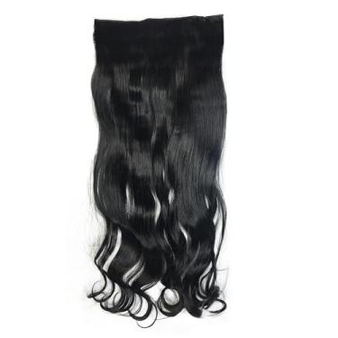 Imagem de Aplique Tic Tac de Cabelo Orgânico 70cm 150g – Textura Natural Similar ao Cabelo Humano (PRETO_ONDULADO_#1)