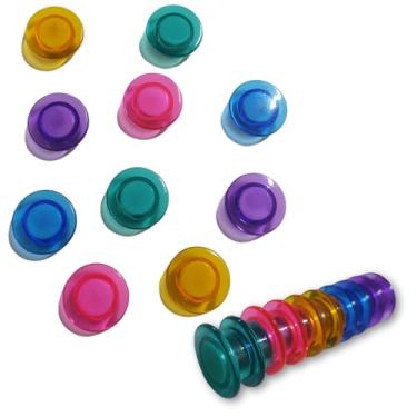 Imagem de Kit 10 Ímãs Coloridos Para Geladeira, Prendedor Magnético Forte e Redondo, Ideal Para Mural e Quadro Branco, 2cm diâmetro Para Fotos e Avisos.