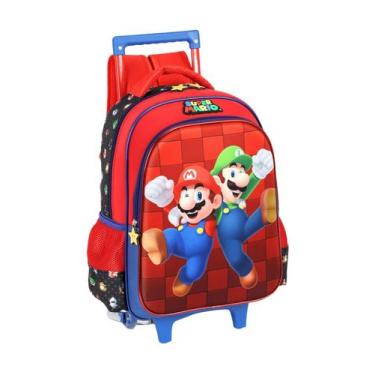 Imagem de Mochila Super Mario Com Rodinhas Game Ic41406 - Preto - Luxcel