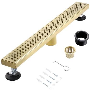 Imagem de muschbath Ralo de Chuveiro Linear de 36", Ralo de Chuveiro Dourado Escovado, Grade Removível, Aço Inoxidável 304, Fácil de Instalar e Limpar para Banheiros (Base de Drenagem Não Incluída), Lsd-45A-36G