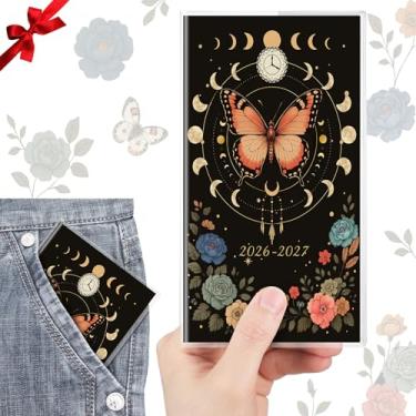 Imagem de ReliThick Calendário de bolso 2026-2027 para bolsa, caderno de planejamento mensal pequeno com capa de PVC, cadernos de anotações, presente de agradecimento para mulheres, mãe, amigas, professoras