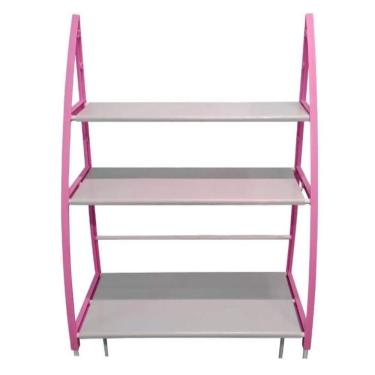Imagem de Estante Organizador Lavanderia Maquina Lavar 3 Prateleiras Rack Multiuso Banheiro Brinquedos Utilidades Portatil Azul E Rosa