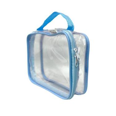 Imagem de ESTOJO BOX transparente e AZUL - necessaire - lápis - multiuso - brinq