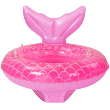 Imagem de Boia de piscina para bebês, boia inflável de sereia com alça de assento, boias de piscina para bebês meninas, meninos e crianças, rosa