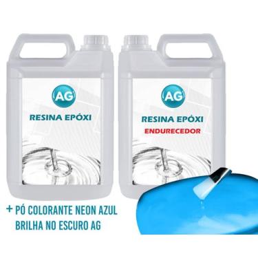 Imagem de Resina Epóxi 1KG + Pó Fosforescente Azul Brilho no Escuro AG - Resinas