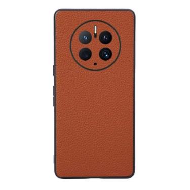 Imagem de Capas Compatível com HUAWEI Mate 50 PRO,Design de grão levantado de superfície,Proteção contra queda,Anti impressão digital,Anti arranhões,Aparência de couro de imitação de plástico macio-Orange