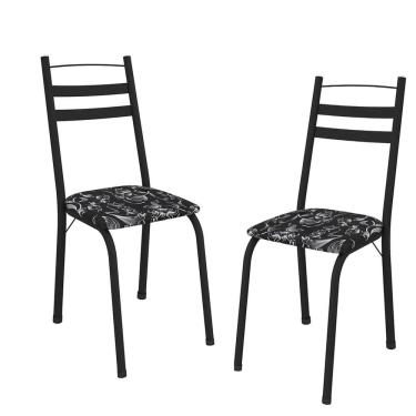 Imagem de Kit Com 2 Cadeiras De Aço Carbono Ferrara Preto-Flor - ÉdeCasaMóveis