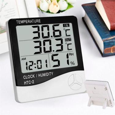 Imagem de Higrômetro Digital Relógio Com Medidor De Temperatura