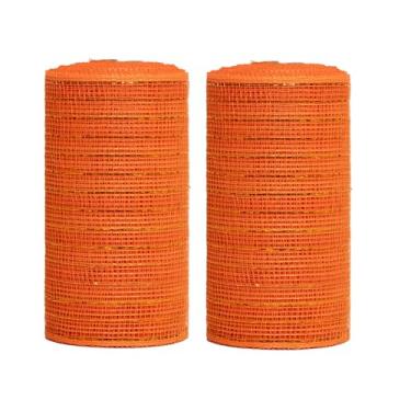 Imagem de JStnana 2 rolos de fita de malha laranja para artesanato de grinaldas, 15,8 cm x 7,6 m por rolo, rolos de malha decorativa, tecido de malha decorativa para guirlanda de árvore de Natal, cesta para