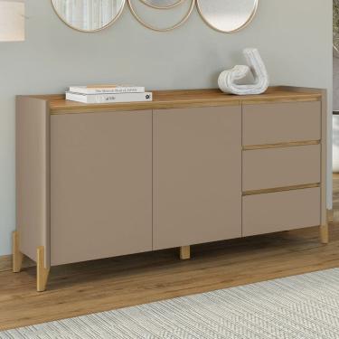 Imagem de Balcão Buffet Rennes 3 Gavetas 2 Portas Hannover/Marrom Claro - Casa D