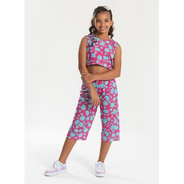 Imagem de Conjunto Verão Menina Pink Cropped Com Amarração nas Costas e Calça Pa