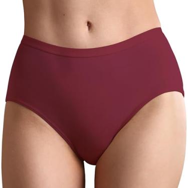 Imagem de REELINDRY Roupa íntima feminina à prova de vazamento para incontinência lavável, absorvente de cintura média, controle da bexiga pós-parto, 1 pacote (vermelho escuro, GG)
