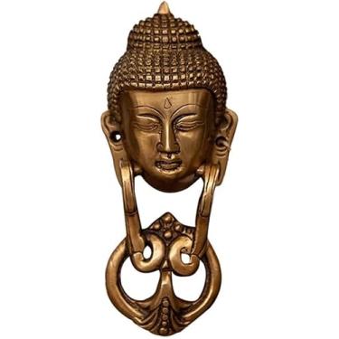Imagem de Porta Kocker Para Porta Frot Bronze Buda Cabeça Escultura Maçaneta Da Porta Vintage Porta Bata Para A Porta Da Casa, Brass, 8 * 4 * 20.3cm
