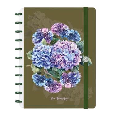 Imagem de Caderno de Disco Inteligente Personalizado Iscool G Floriografia Hortênsias Verde