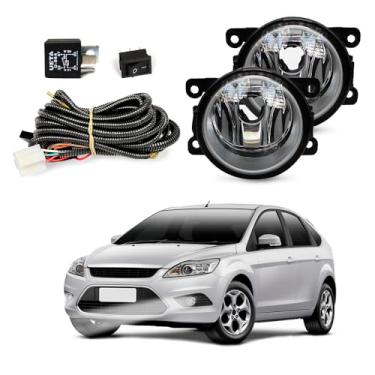 Imagem de Kit Farol de Milha para Focus 2009 a 2015 Hatch Sedan Completo com Chicote Botão e Relê Auxiliar Neblina
