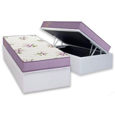 Imagem de Conjunto Box Baú Solteiro: Colchão Molas Ortobom D23 Physical Super Resistente Bordado + Base CRC Courano White (88x188)