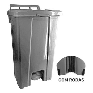 Imagem de Lixeira 100 Litros Com Roda E Pedal Cor Preto