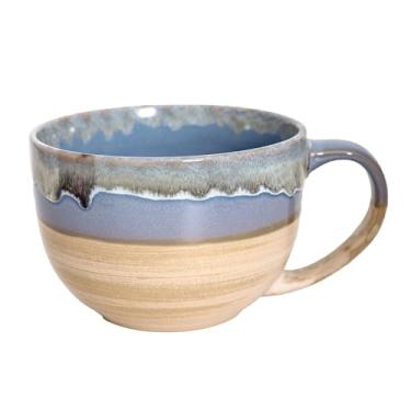 Imagem de hengshukeji Grandes canecas de café de cerâmica de 700 ml, tigelas de sopa com alças, caneca de chá jumbo extra grande para escritório e casa (azul claro)