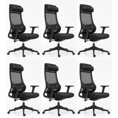 Imagem de Kit Cadeira de Escritório Presidente Core Preta - Inova Office, 6 Cade