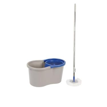 Imagem de Mop Esfregão Giratório 8 Litros Com Cesto, em inox Premium + Refil Extra, Pano de Microfibra Compativel com Todos os Pisos