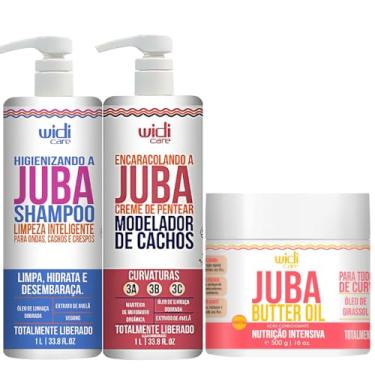 Imagem de Kit Juba Shampoo Mascara Butter Oil E Encaracolando A Juba Widi Care Grande 1 Litro