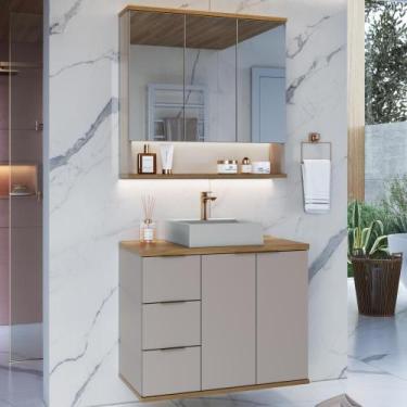 Imagem de Conjunto de banheiro com cuba aqua 76cm estilare cnj4006 nude com carv