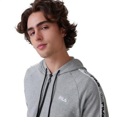 Imagem de Jaqueta Moletom Fila Basic Tape II Masculina, P, Cinza, Preto