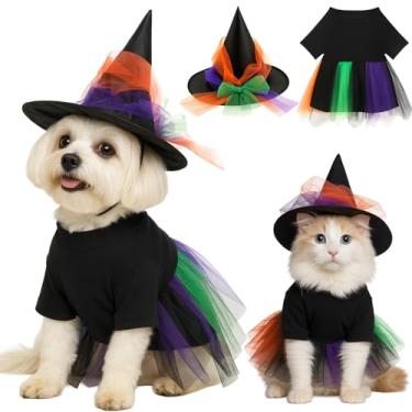 Imagem de Huhumy Fantasias de tutu de Halloween para cães e gatos, roupas para animais de estimação, saia de bailarina com chapéu de feiticeiro, roupa de festa, roupas para pequenos filhotes e gatinhos