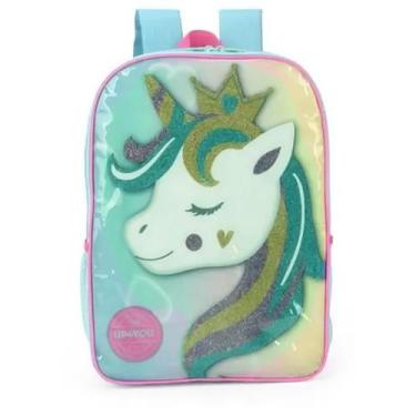 Imagem de Mochila De Costas Escolar Infantil Unicórnio Up4you Luxcel, Verde