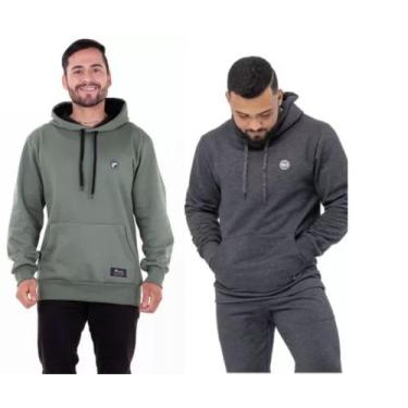 Imagem de kit 2 Canguru Blusa Casaco Masculino Peluciado - Flero, Verde, Grafite