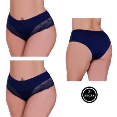Imagem de Kit 3 Calcinha Plus Size com detalhe de Renda Tanga Grande -c1 KIT 3 C