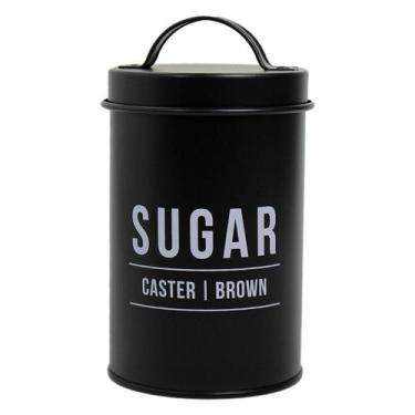 Imagem de Pote Para Açúcar Multiuso Decorativo Lata de Aço Galvanizado Preto 900