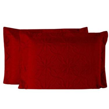 Imagem de Porta Travesseiros Floral 02 Peças Vermelho - Casaborda Enxovais