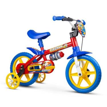 Imagem de Bicicleta infantil aro 12 nathor c/ rodinhas, FIREMAN