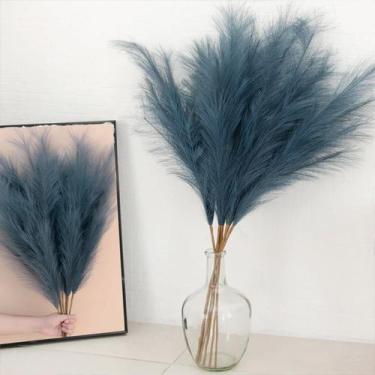Imagem de Bolsa falsa de capim-dos-pampas, 38 cm de altura, azul marinho, 10 has