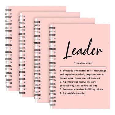 Imagem de WHLBHG Leader Gift Spiral Journal Leader Definition Gift Boss Appreciation 4 pçs caderno espiral forrado mentor presente Boss Journal Notebook para mulheres e homens (espiral - 4 peças rosa líder)