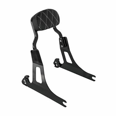 Imagem de Sissy Bars serve para 06-17 Harley Dyna Street Bob FXD FXDB FXDL FXDLS Almofada de costura preta destacável do encosto do passageiro