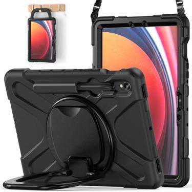Imagem de BATYUE Capa para Galaxy Tab S9 - Capa protetora para Galaxy Tab S9 de 11 polegadas / Galaxy Tab S8 / Galaxy Tab S7 e Galaxy Tab S9 FE de 11 polegadas com suporte para lápis/suporte giratório/alça de