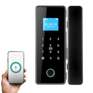 Imagem de Genérico Fechadura Digital Biométrica para Porta de Vidro, Preto e Prata, Metal, à Prova D'água, com Reconhecimento Facial, Controle por Aplicativo, Residencial (Vidro Com Alvenaria)