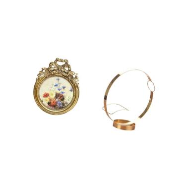 Imagem de Bothyi Moldura de Foto Antiga Moldura Vintage Moldura Redonda Ornamentada Europeia Suporte de Mesa E Parede Suporte de Garrafa de Vinho de Ferro Suporte de V