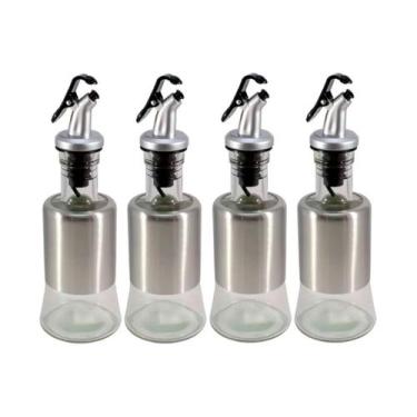 Imagem de Kit 4 Azeiteiro Vinagreiro Recipiente em Vidro e Inox com Bico Dosador