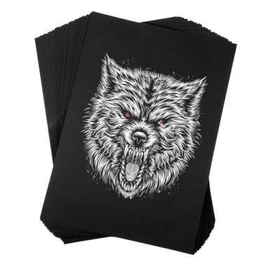 Imagem de 100 folhas de papel de desenho de esboço preto pesado 150 g/m2/45 kg caderno de desenho de artista para lápis de cor, pastel a óleo, carvão, caneta de gel, giz (22 x 30 cm)