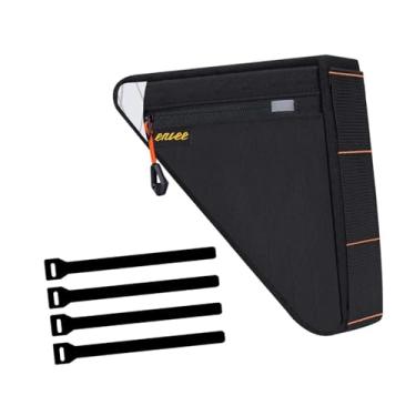Imagem de kowaku Bolsa triangular para bicicleta, bolsa para quadro de bicicleta, compacta multifuncional para câmara de ar com alças para esportes ao ar livre, Preto