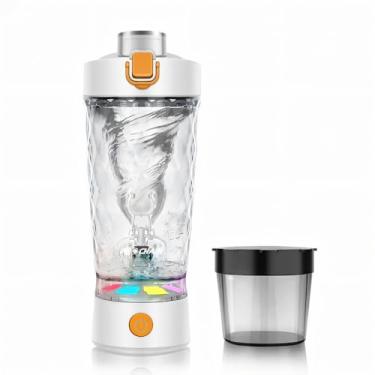 Imagem de Coqueteleira elétrica de proteína, copo liquidificador recarregável por USB, garrafas portáteis para academia esportiva (branca)