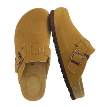 Imagem de CUSHIONAIRE Hana Classic Clog Tênis feminino – Camurça genuína sem cadarço Mule Sapatos confortáveis para mulheres, Camelo, 40